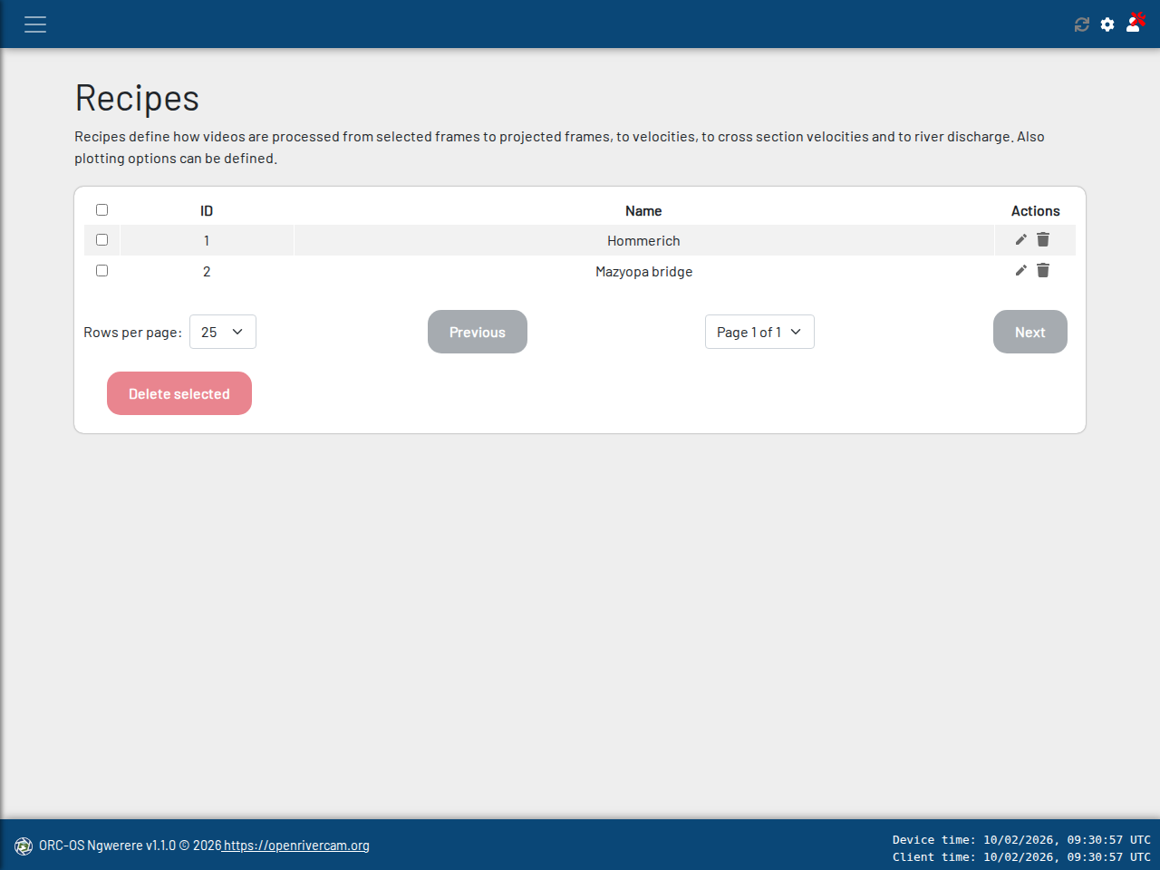 Recipes — OpenRiverCam Operating System 0.7.0 documentation